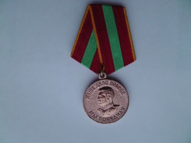 Медаль "За доблестный и самоотверженный труд в период Великой Отечественной Войны".