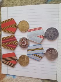Юбилейные медали 1945-1995; 1945-2005; 1945-2015; 1945-2020. Медаль ветерана труда 1945-