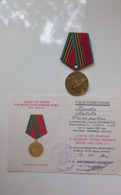 Медаль 40 лет Победы в ВОВ 1941-1945