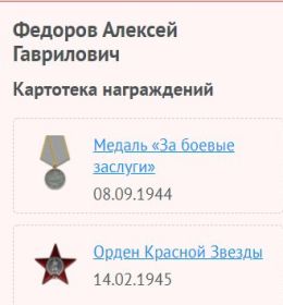 Орден Красной Звезды - два, Медаль «За боевые заслуги» - две