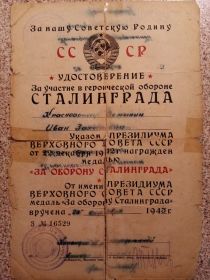 Медаль за участие в обороне Сталинграда