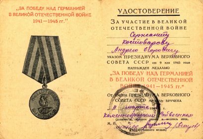 Медаль «За победу над Германией в Великой Отечественной войне 1941–1945 гг.»