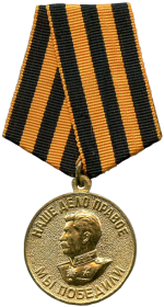 1945 — Медаль «За победу над Германией в Великой Отечественной войне 1941—1945 гг, 1945 — Медаль «За боевые заслуги», 1985 — Орден Отечественной войны II степени[