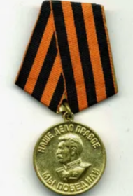 медаль ЗА ПОБЕДУ НАД ГЕРМАНИЕЙ В ВЕЛИКОЙ ОТЕЧЕСТВЕННОЙ ВОЙНЕ 1941-1945