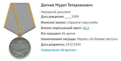 Медаль "За боевые Заслуги"