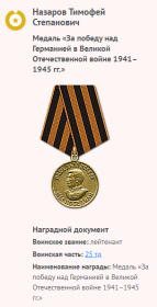 Медаль "За победу над Германией в Великой Отечественной войне 1941-1945гг"