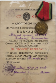 Медаль за Оборону Кавказа
