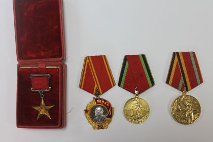 За боевые заслуги За победу над Германией  герой Социалистического труда.