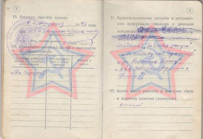 Медаль "За боевые заслуги";     Медаль "За победу над Германией"; Медаль "За взятие Вены"