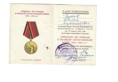 Юбилейная медаль «Тридцать лет Победы в Великой Отечественной войне 1941—1945 гг.»