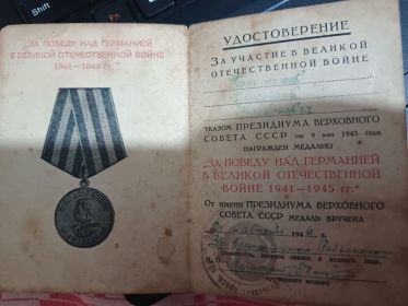 Медаль за победу над Германией в Великой Отечественной войне 1941-1945