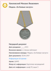 Медаль "За боевые заслуги"