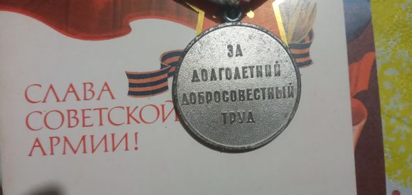За долголетний добросовестный труд