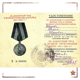 Медаль "За доблестный и самоотверженный труд в период Великой Отечественной войны"