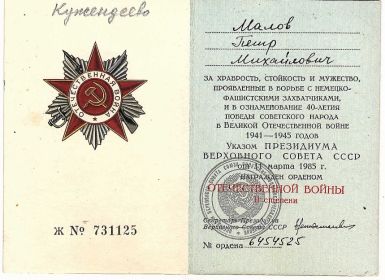 орден Отечественной войны II степени