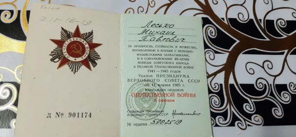 орден отечественной воины 2 степени