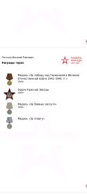 Орден красной звёзды, медаль за отвагу, медаль за боевые заслуги, медаль победа над германией