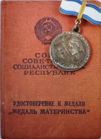 “Медаль материнства” I степени