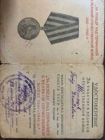 «За победу над Германией в Великой Отечественной войне 1941–1945 гг.»