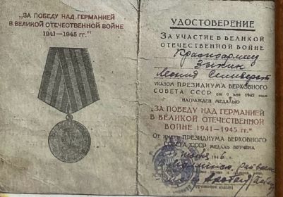 Медаль за победу над Германией