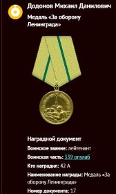 Медаль «За оборону Ленинграда»