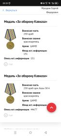 2 награды ,"За Оброну Кавказа"
