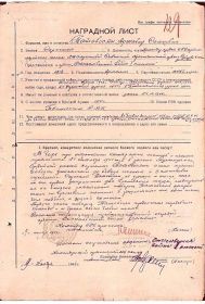 Наградной лист