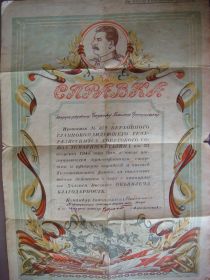 Благодарность за отличные боевые действия в боях с японцами на Дальнем Востоке