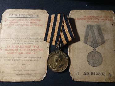 "За доблестный труд в Великой отечественной войне 1941-45 годов"