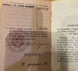 медаль ЗА БОЕВЫЕ ЗАСЛУГИ