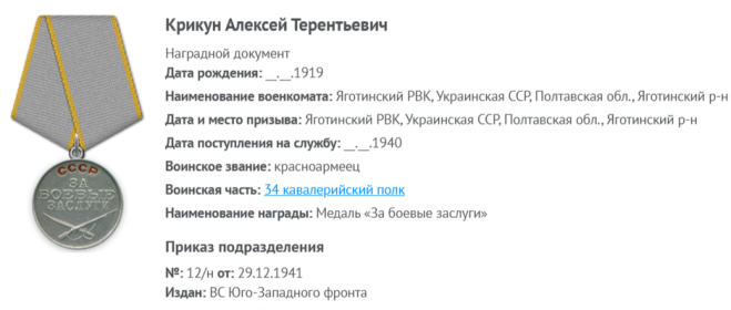 Медаль "За боевые заслуги"