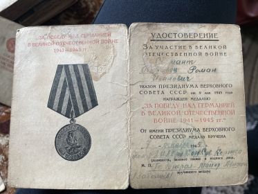 За победу над Германией в Великой Отечественной войне 1941-1945