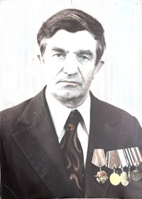 Награжден Орденами “Красной Звезды” (№1250271), “Красной Звезды” (№1018433), Медалью “ За отвагу” (№1289834), медалью “За Победу над Германией”и медалью “30 лет Советской Армии и Флота”