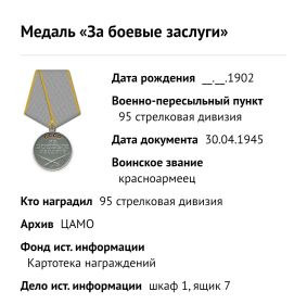 Медаль за боевые заслуги.