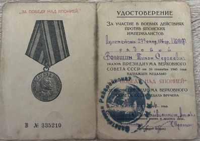 За победу над Японией
