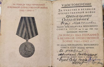 Медаль "За победу над Германией в ВОВ 1941-1945 гг."