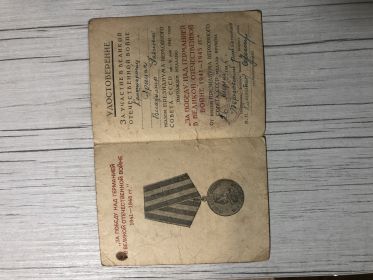 Медаль за победу над Германией