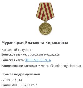 Медаль «За оборону Москвы»