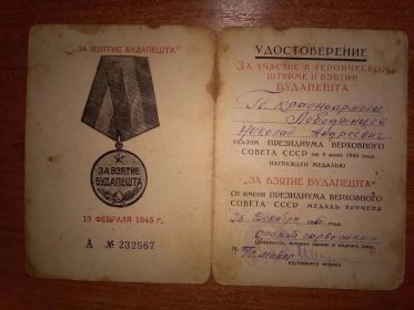 За участие в героическом штурме и взятии Будапешта