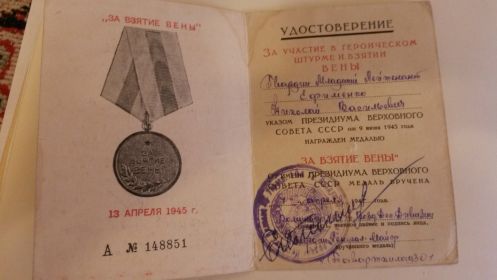 "За взятие Вены"