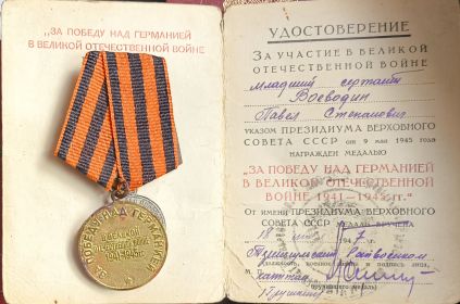 Медаль за победу над Германией