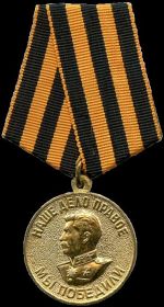 медаль "ЗА ПОБЕДУ над ГЕРМАНИЕЙ ВЕЛИКОЙ ОТЕЧЕСТВЕННОЙ ВОЙНЕ 1941 - 1945 г.г."