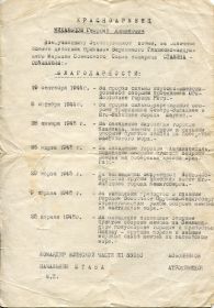 Благодарности Командующего