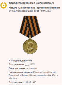 Медаль За победу над Германией в Великой Отечественной войне 1941-1945 гг.