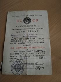 "ЗА ОБОРОНУ ЛЕНИНГРАДА"