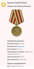 Медаль "За оборону Москвы"