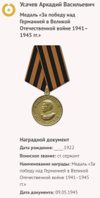 Медаль «За победу над Германией в Великой Отечественной войне 1941–1945 гг.»