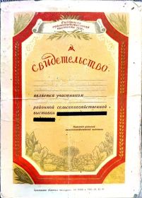 Свидетельство участника выставки