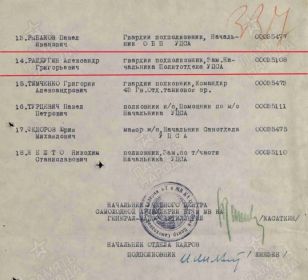 Медаль "За победу над Германией в Великой Отечественной войне 1941-1945 гг." (1945 г.) Наградной список (№14)