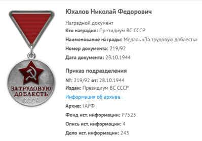 медаль "За трудовую доблесть"